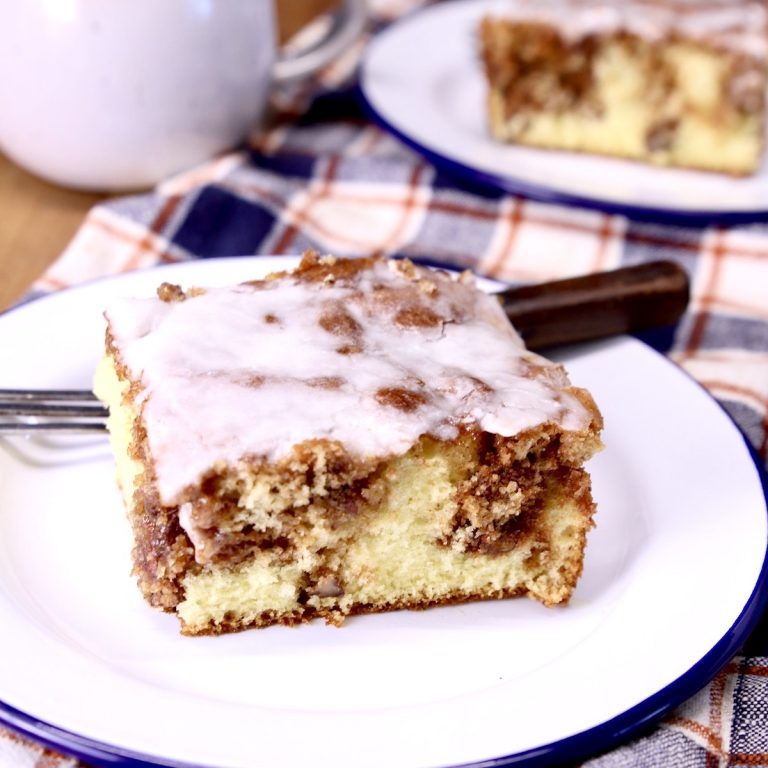 slice of cinnamon coffee cake on a plate