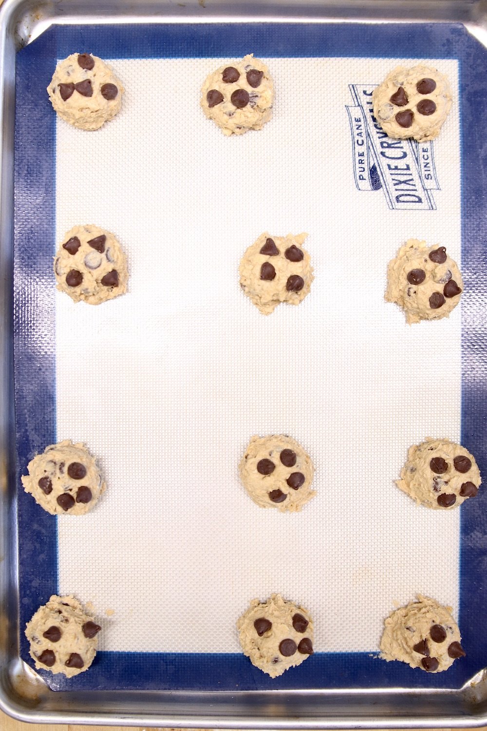 cookie dough on a cookie sheet