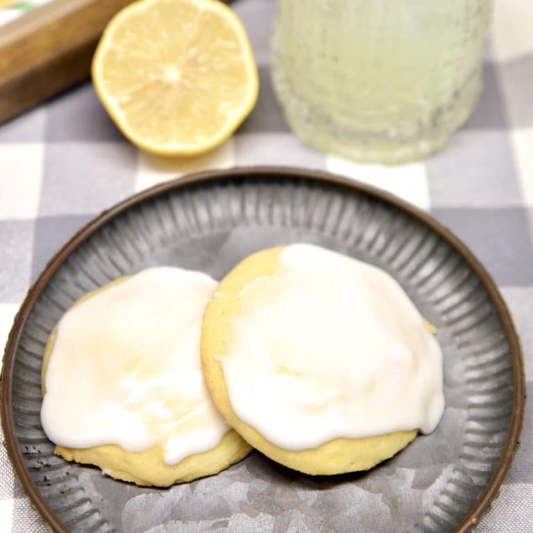 2 Lemon butter cookies on a plate.