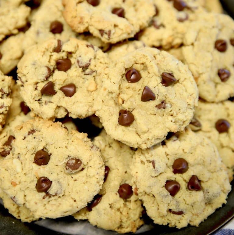 Peanut Butter Krispies Cookies with chocolate chips.