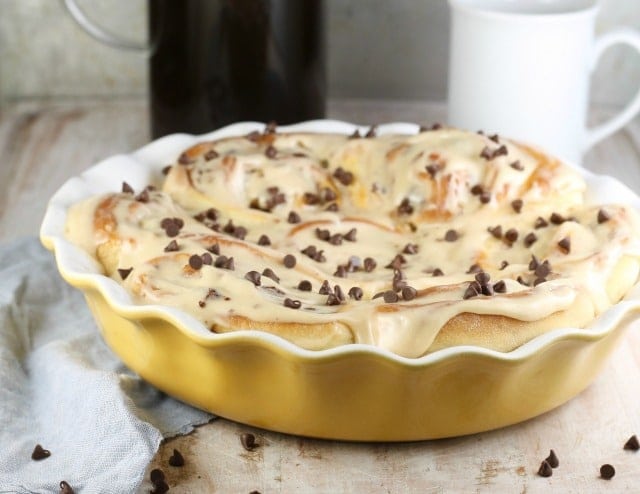 Chocolate Chip Sweet Rolls with Peanut Butter Icing Recipe MissintheKitchen.com