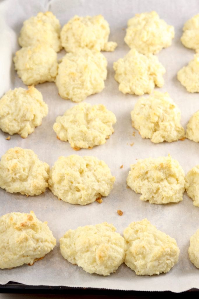 Baked Biscuits on a baking sheet