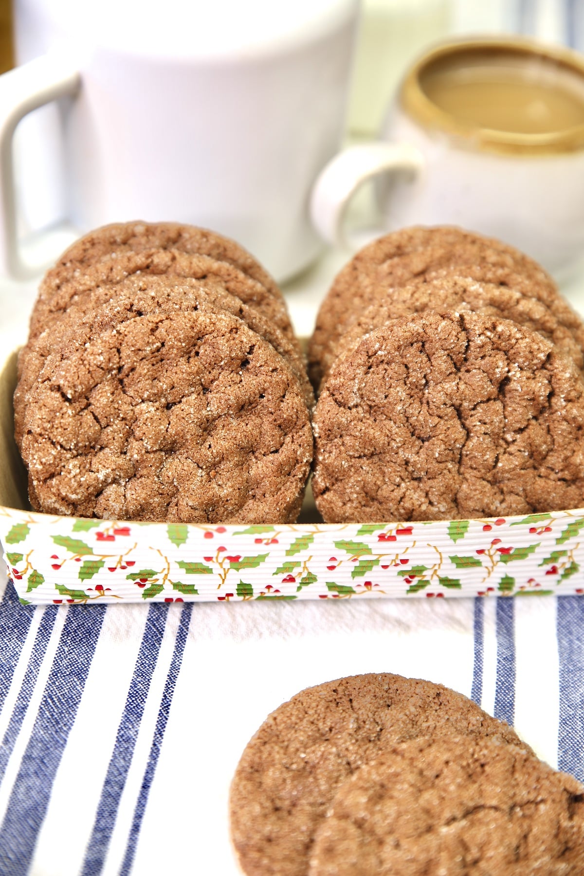 Cookie box with chocolate cookies.