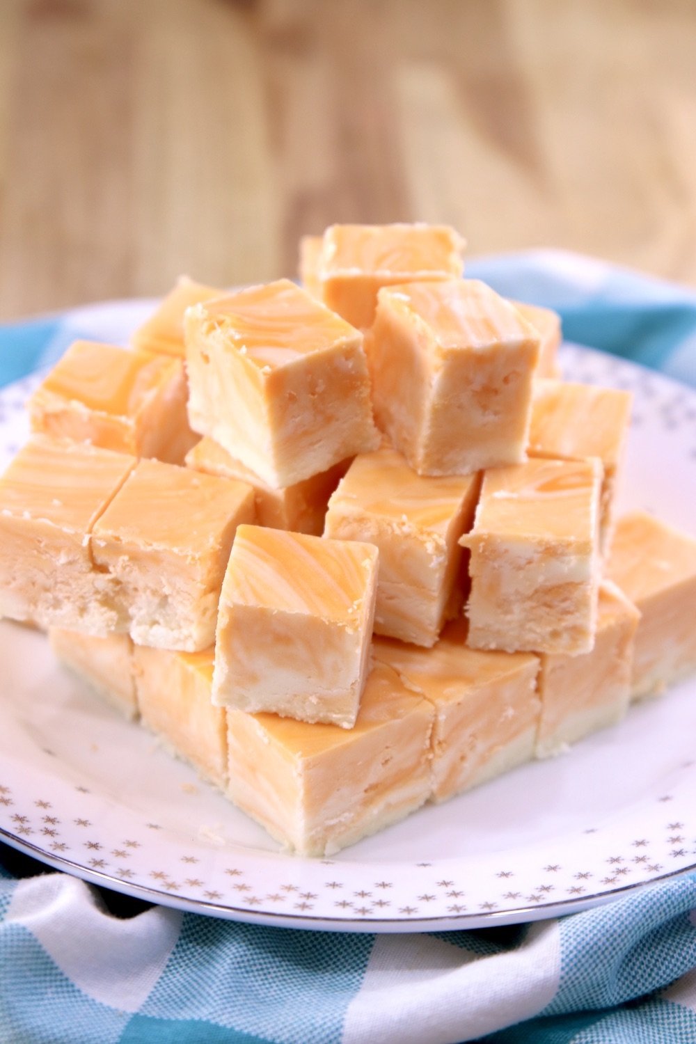 Plate of creamsicle fudge