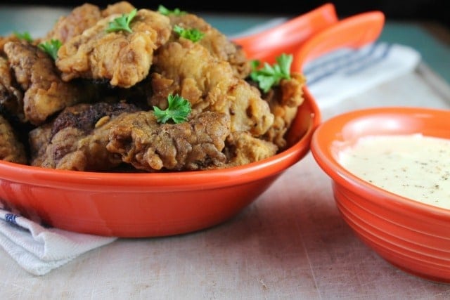 Chicken Fried Steak Bites with Country Gravy ~ Missinthekitchen.com