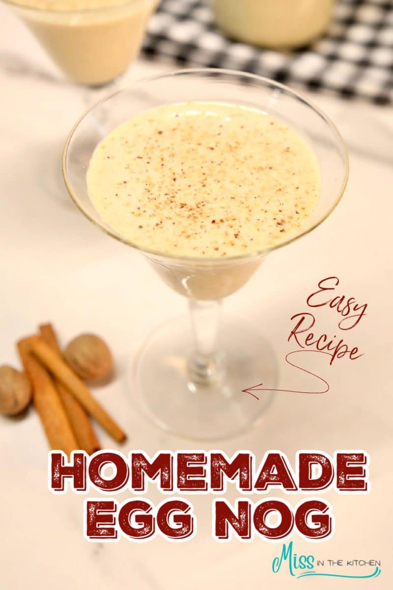 Holiday drink in a glass - text overlay.