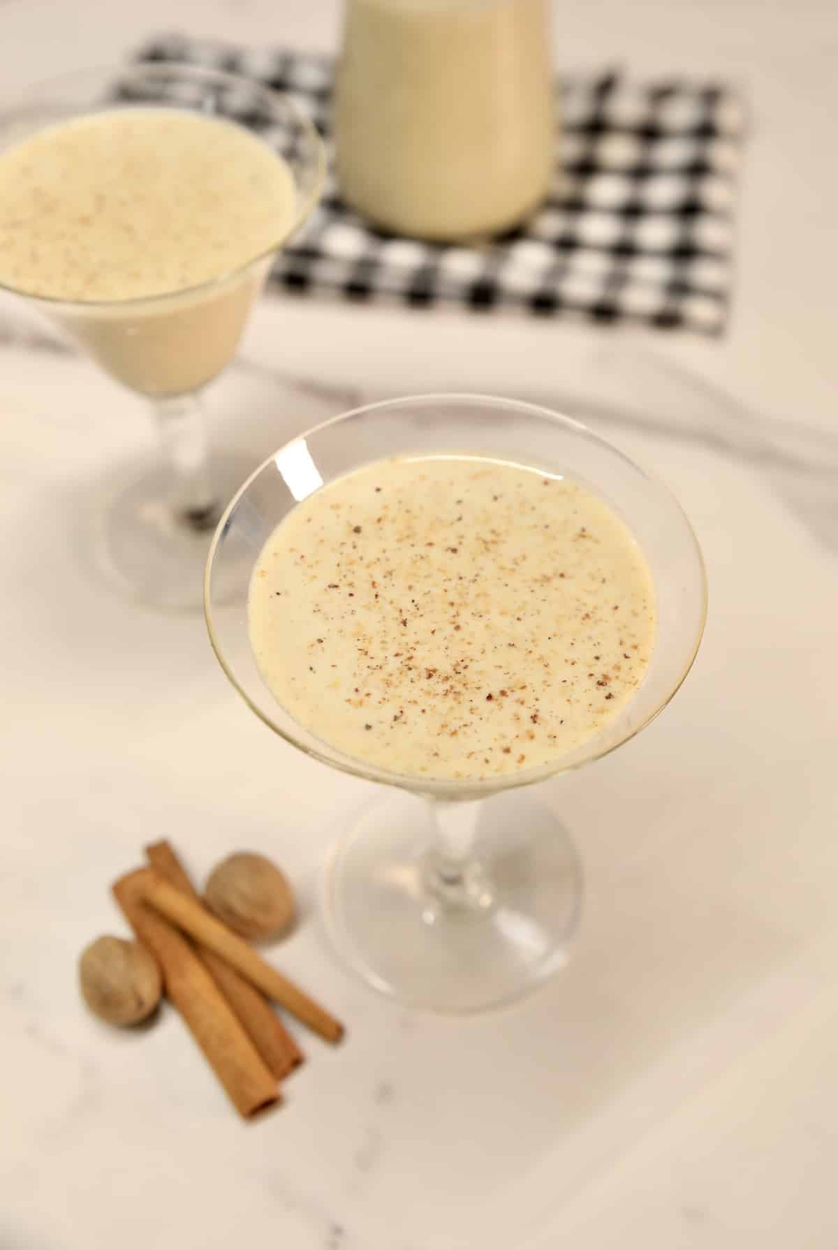 2 glasses of eggnog.