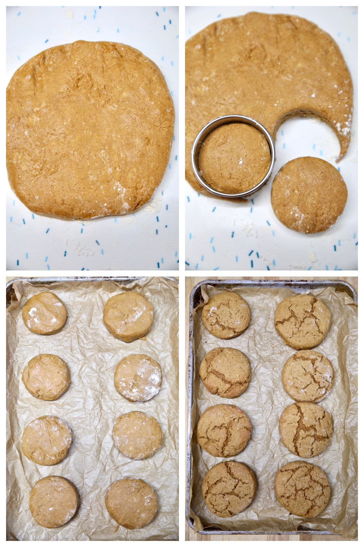 Collage: making round scones.