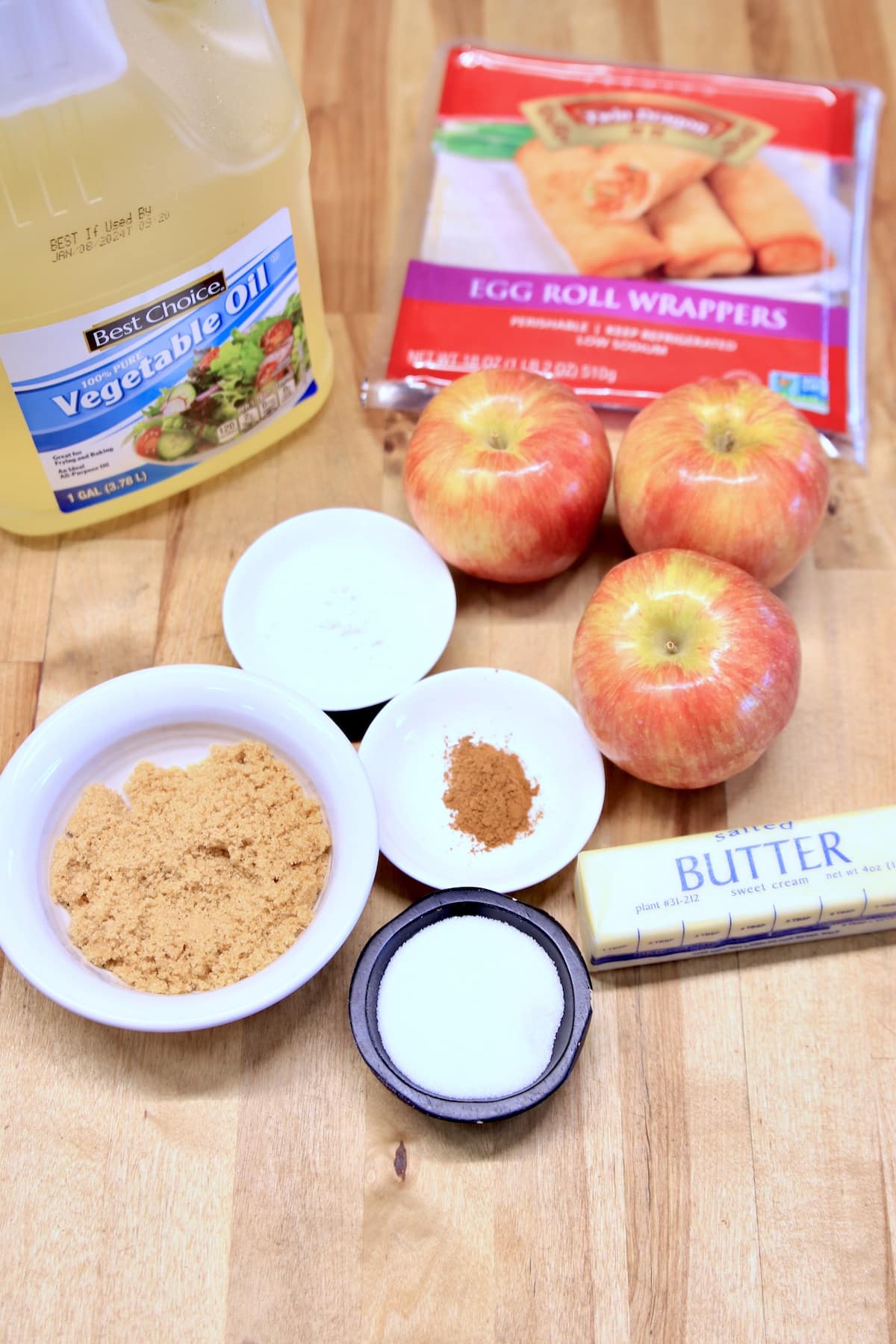 Ingredients for Apple Pie Egg Rolls