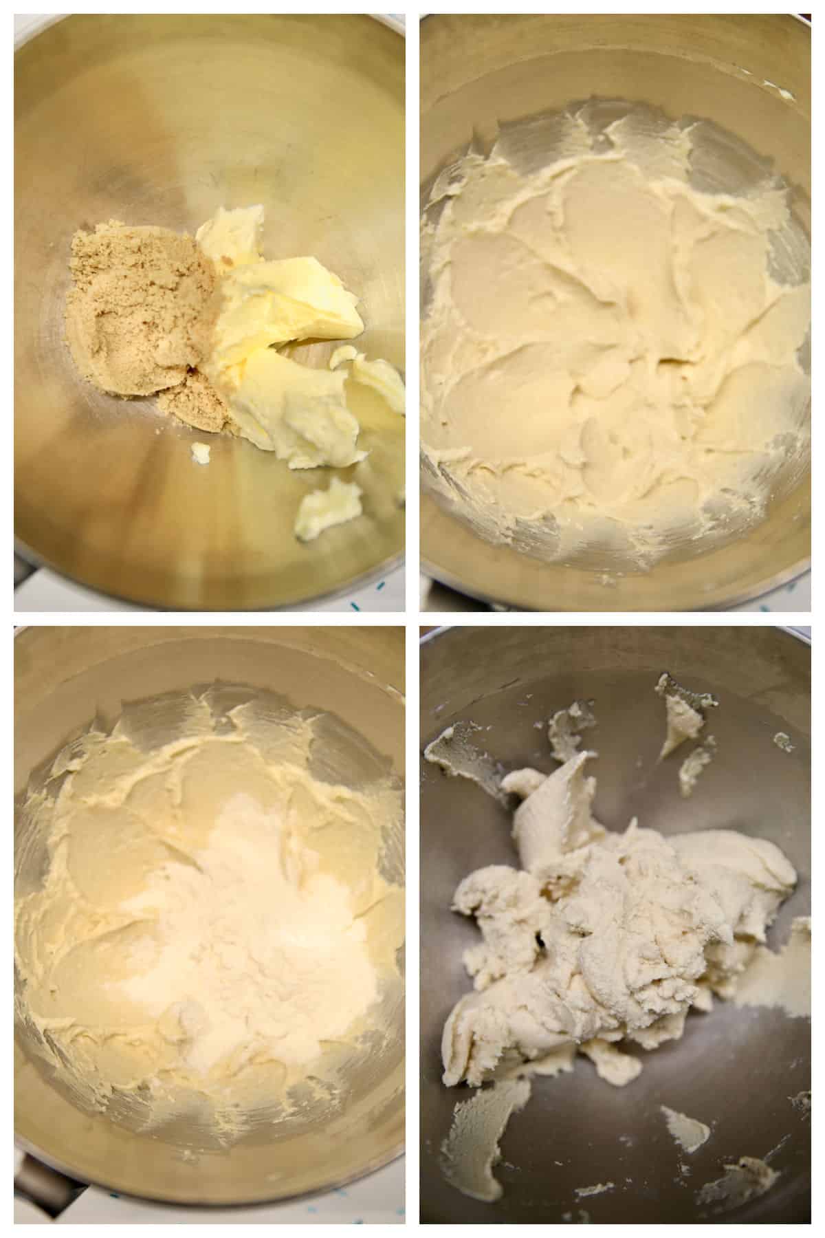 Collage making shortbread cookie dough.