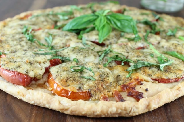 Tomato Pesto Tart Recipe found at missinthekitchen