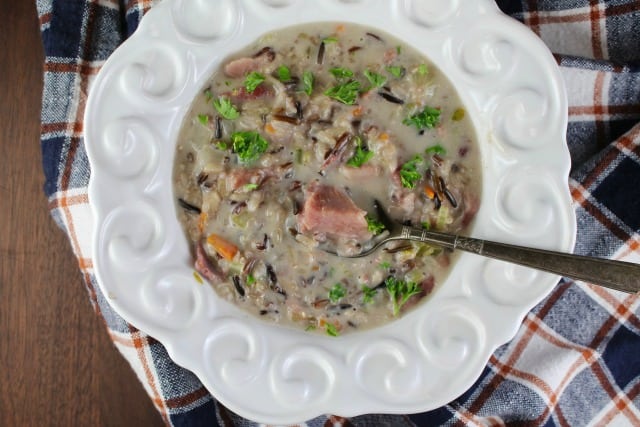 Creamy Ham & Wild Rice Soup from MissintheKitchen