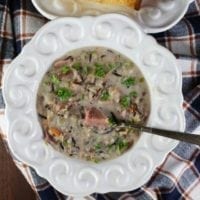 Creamy Ham & Wild Rice Soup Recipe is delicious comfort food for busy weeknights and great for leftover holiday ham! From MissintheKitchen.com