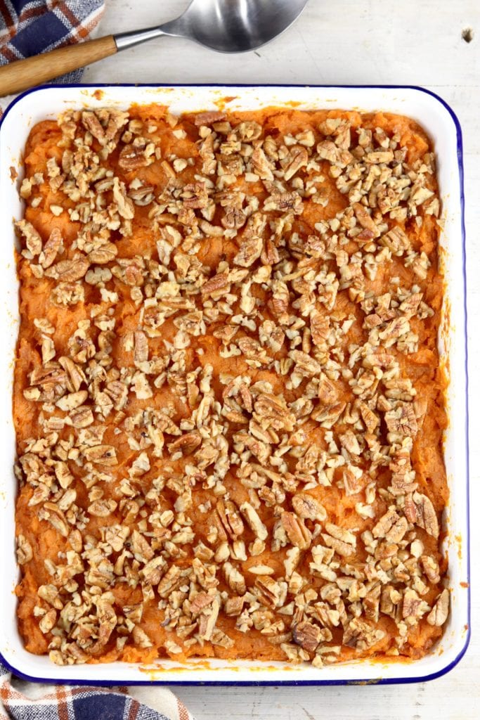 Sweet Potato Casserole with butter pecans