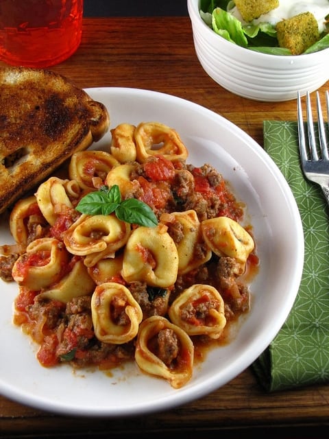 Easy Cheese Tortellini with Meat Sauce | Miss in the Kitchen