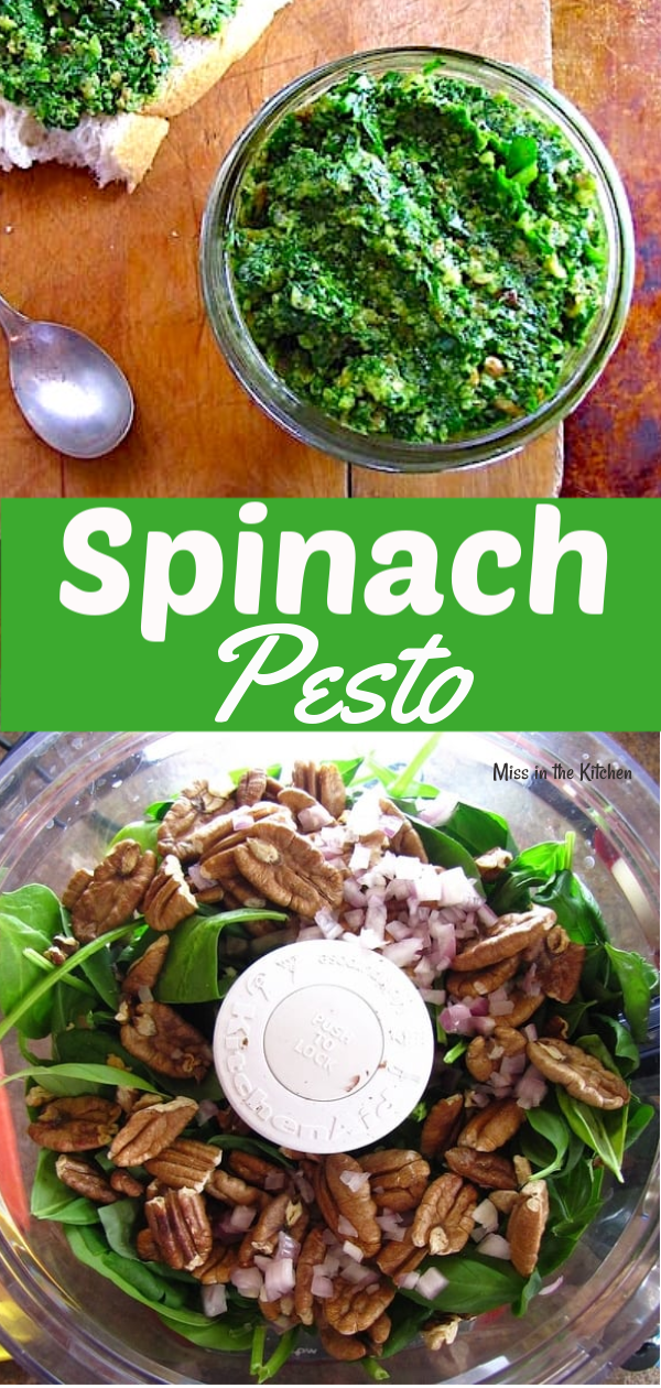 Spinach Pesto with food processor photo