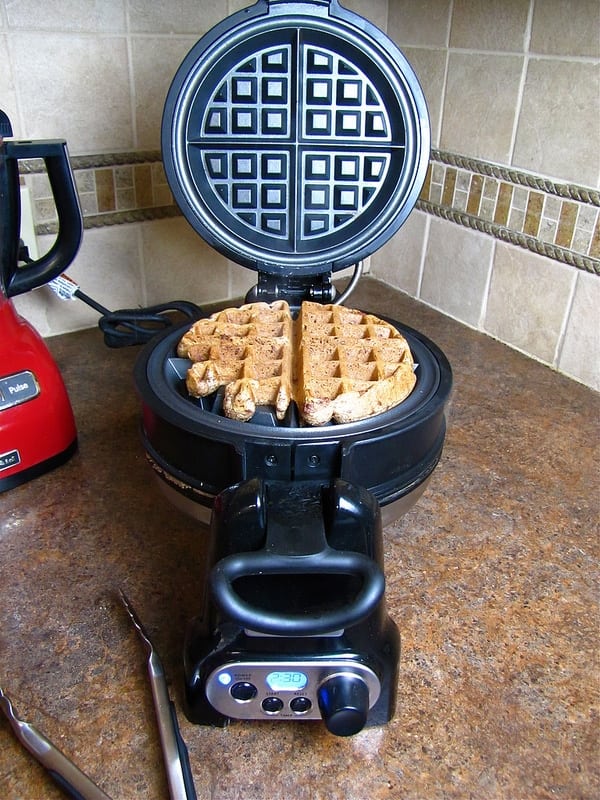 Belgian Waffles in waffle maker.