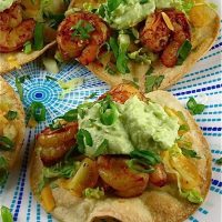 Avocado Crema over Shrimp Toastadas | Miss in the Kitchen