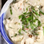 Homemade Chicken and Dumplings Recipe ~ Best comfort food recipe for a cold winter night! From MissintheKitchen.com #comfortfood #chicken #dumplings