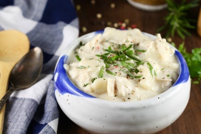 Homemade Chicken and Dumplings ~ MissintheKitchen.com