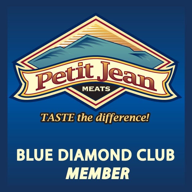 Petit Jean Meats Blue Diamond Club Memeber logo. 