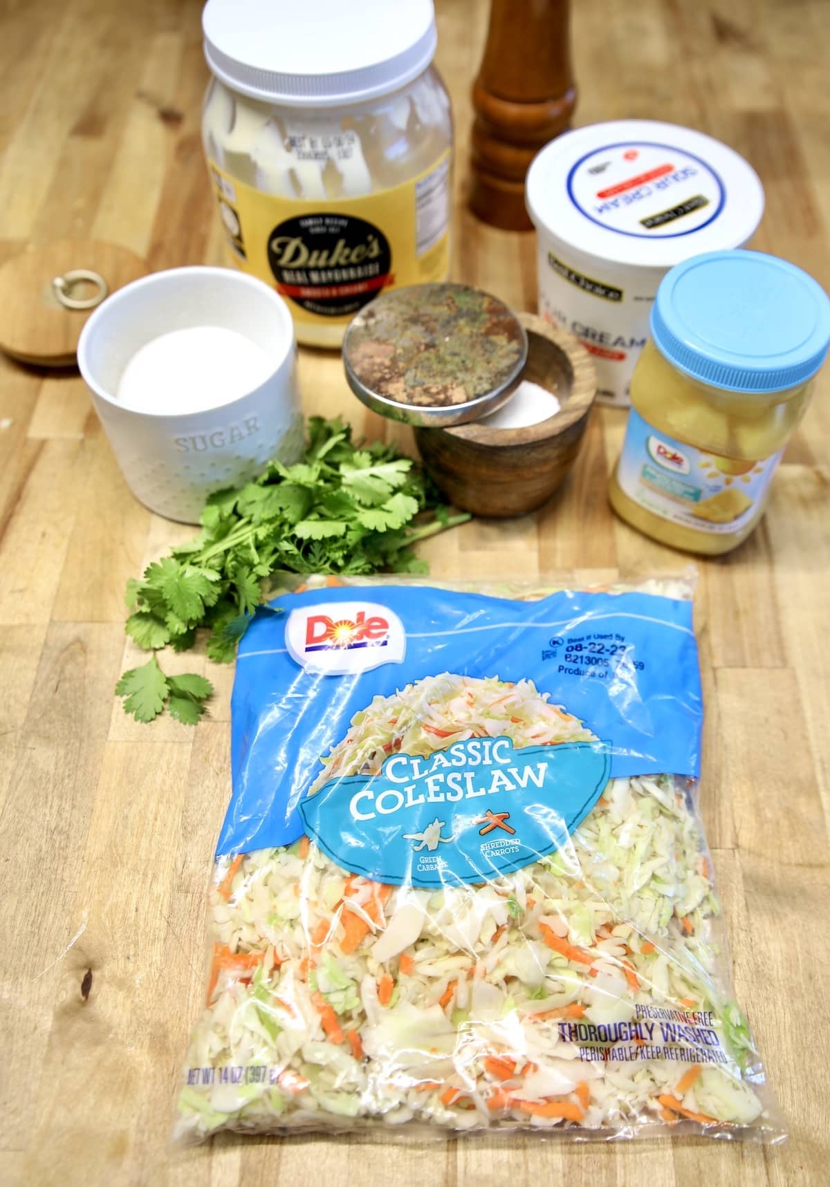 Ingredients for pineapple slaw.
