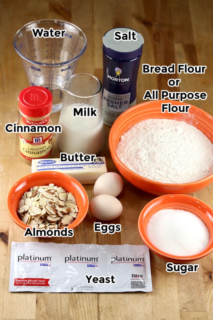 Ingredients for Coffee Cake with text labels