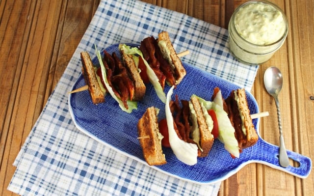 BLT on a Stick with Avocado-Sriracha Mayo