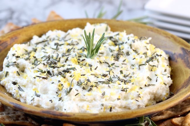 Whipped Feta Spread with garlic, rosemary and lemon