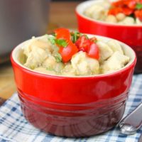 bowl of white chicken chili.