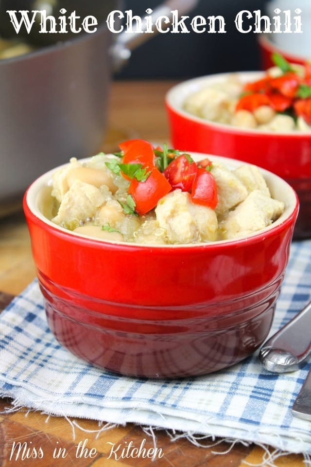 bowl of white chicken chili.