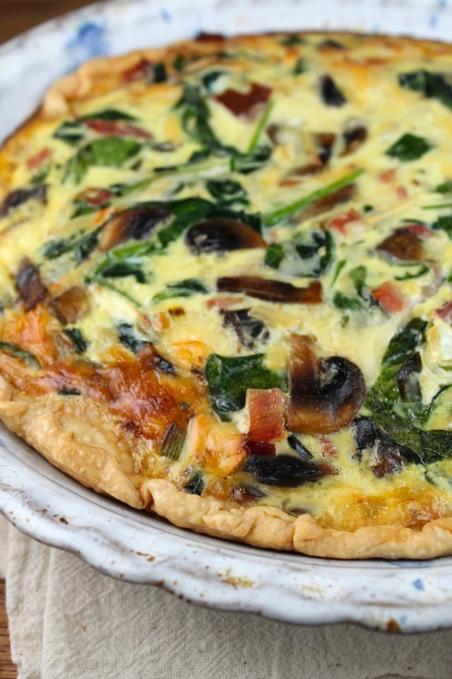Ham, Mushroom & Spinach Quiche from Miss in the Kitchen