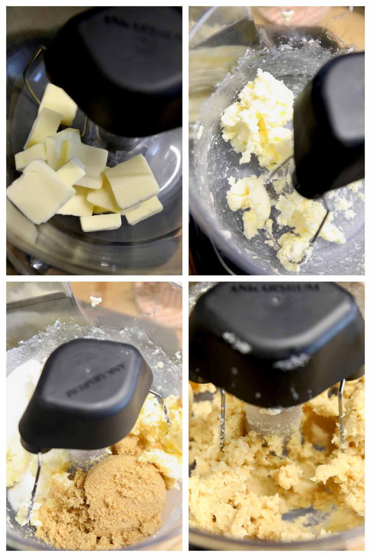 Mixing butter, sugar in a bowl for cookie dough.