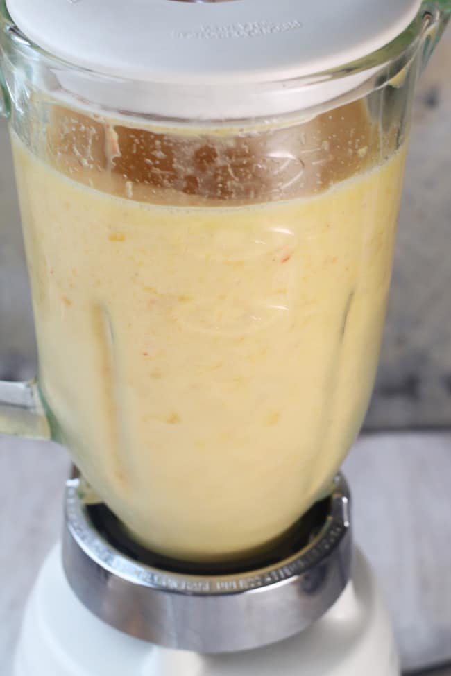 Blender of Frozen Peach Margaritas