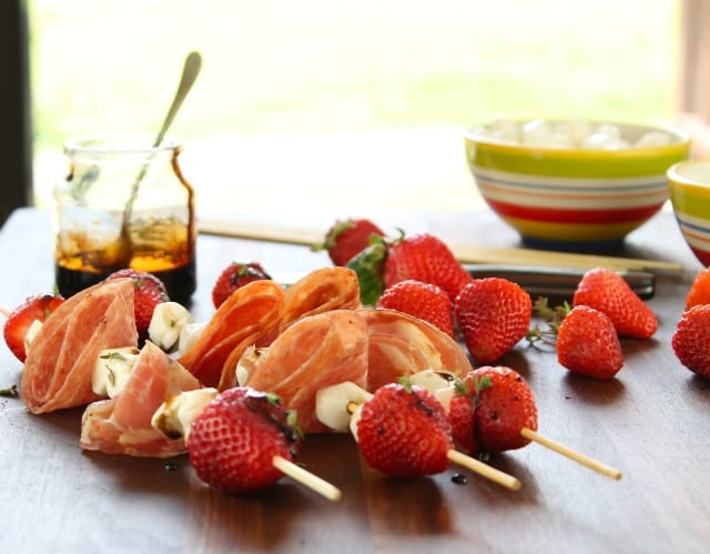 Strawberry, Mozzarella & Salami Skewers