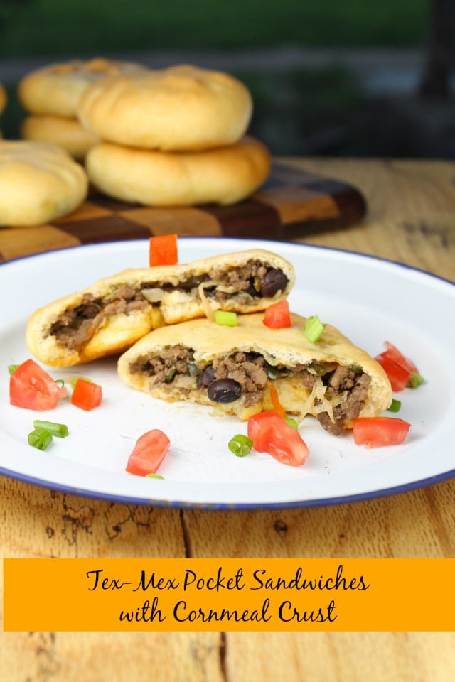 Tex-Mex Pocket Sandwiches with Cornmeal Crust from Miss in the Kitchen