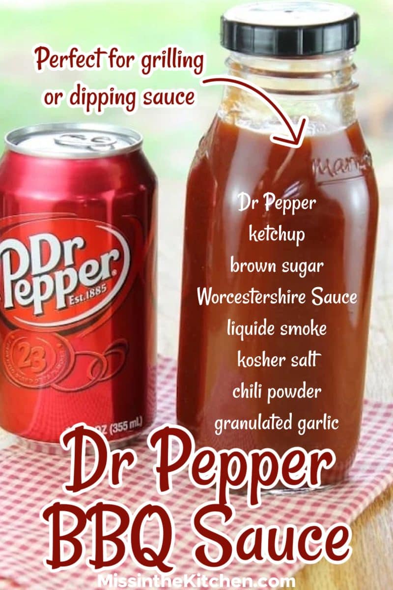 Bottle of Dr Pepper BBQ Sauce, can of Dr Pepper.