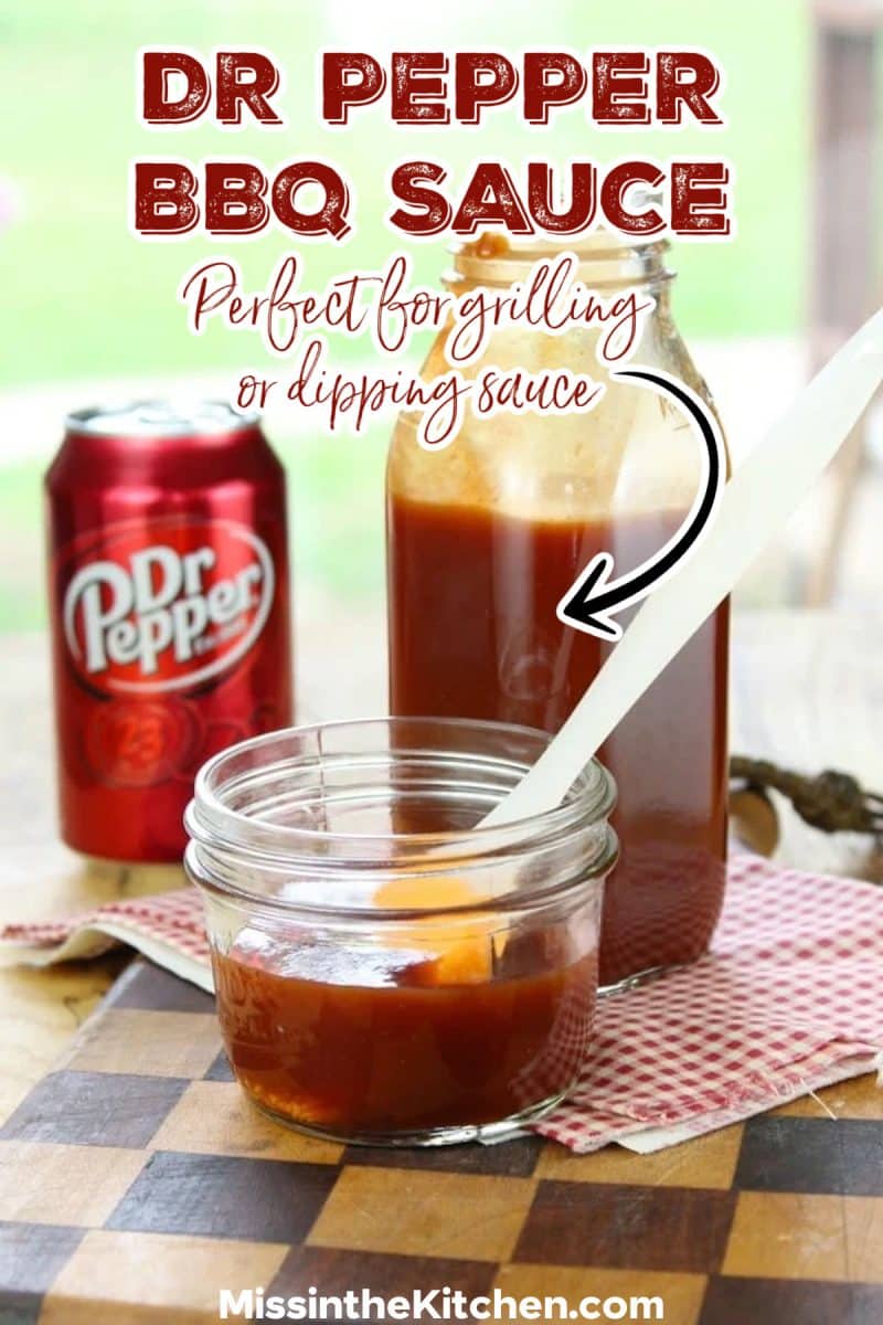 Dr Pepper BBQ Sauce in a bottle, small jar, can of Dr Pepper.