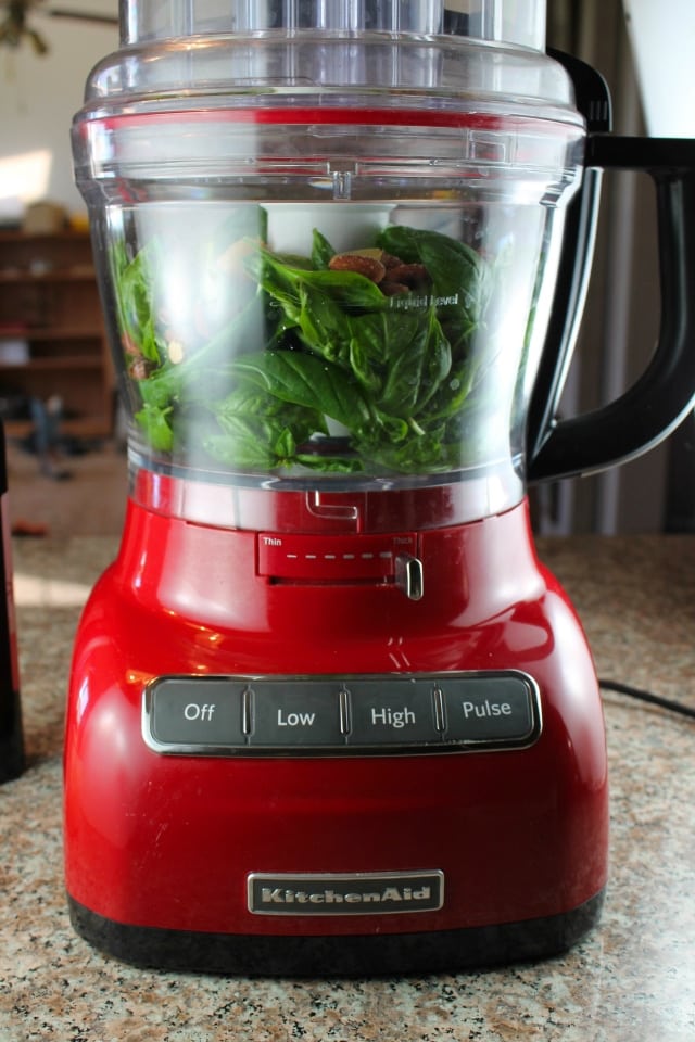 Roasted Garlic Basil Pesto in the KitchenAid