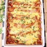chicken enchiladas in a pan