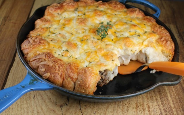 Cheesy Sausage Pull Apart Breakfast Bake from Miss in the Ktichen