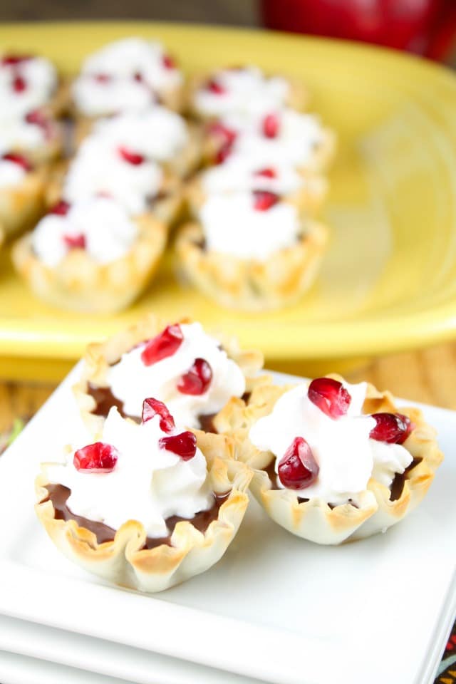 Mini Pomegranate Chocolate Ganache Tarts
