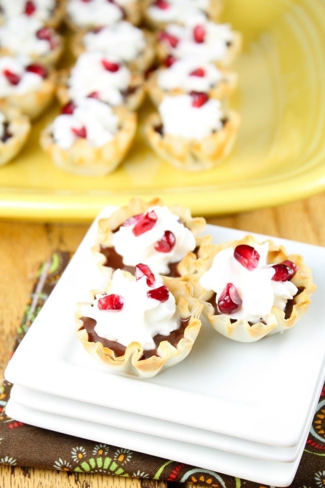 Mini Pomegranate Chocolate Ganache Tarts from missinthekitchen.com