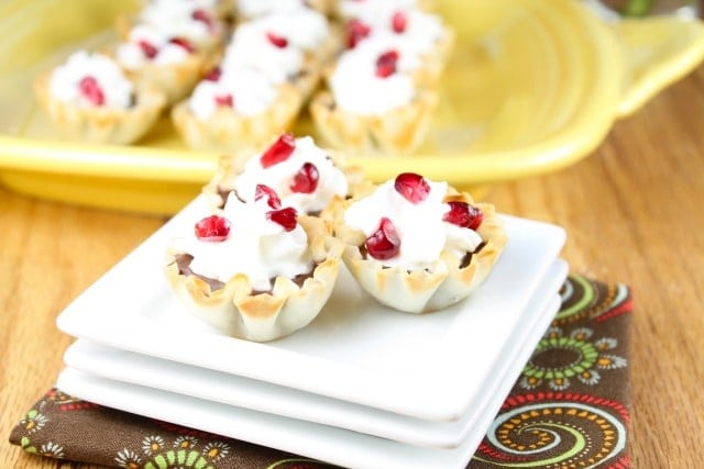 Pomegranate Chocolate Phyllo Tarts