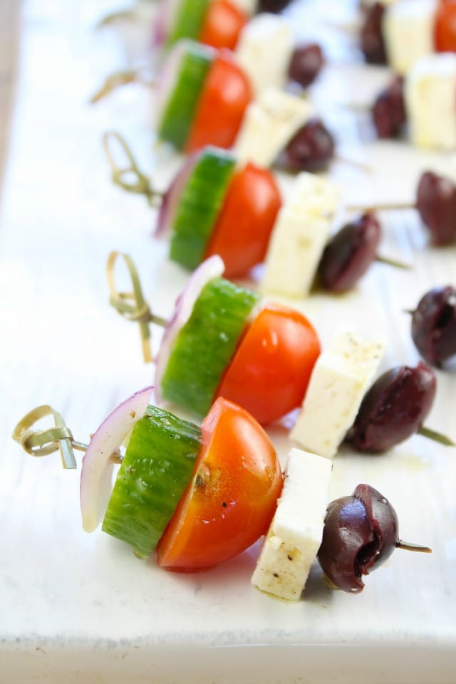 Greek Salad Skewers from missinthekitchen.com #ProgressiveEats