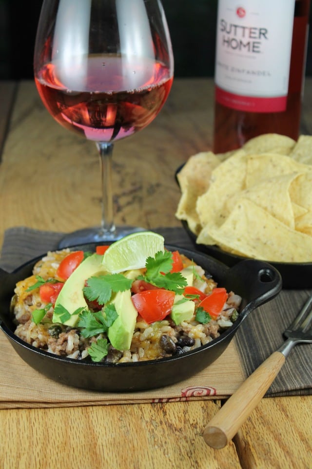 Tex-Mex Cheesy Rice Casserole is a simple and delicious dinner idea. Recipe from Miss in the Kitchen