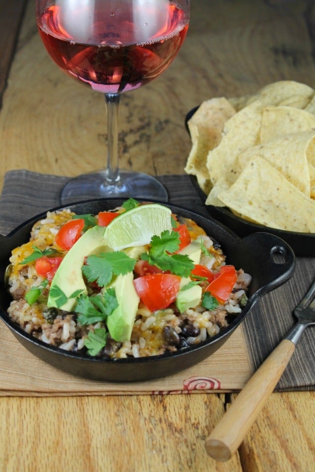 Tex-Mex Cheesy Rice Casserole with Ground Beef and Black Beans from Miss in the Kitchen