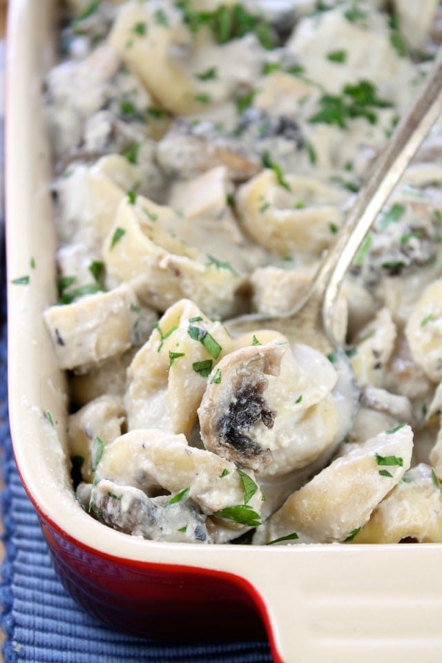 Chicken & Mushroom Tortellini Bake
