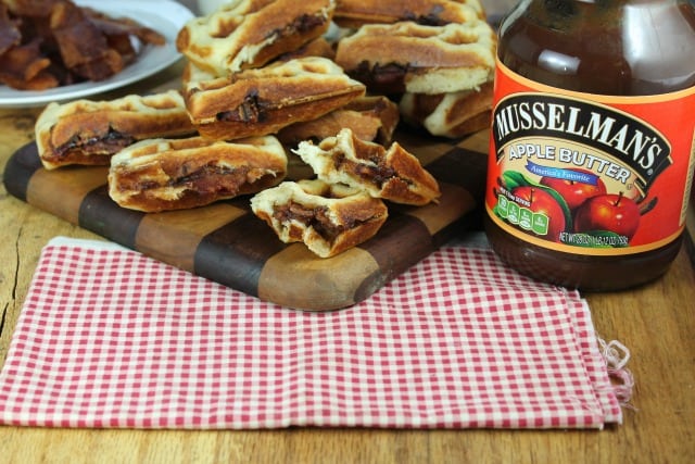 Musselman's Apple Butter and Bacon Stuffed Waffles - missinthekitchen