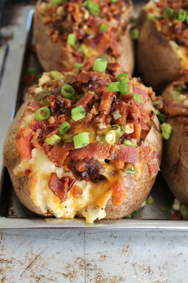 Bacon Cheese Burger Twice Baked Idaho Potatoes from missinthekitchen